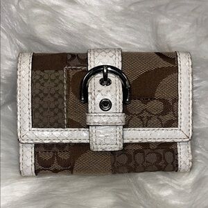 Brown and White Women's Coach Wallet